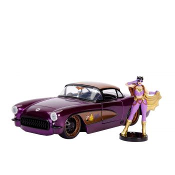 Chevy Corvette year 1957 with Batgirl