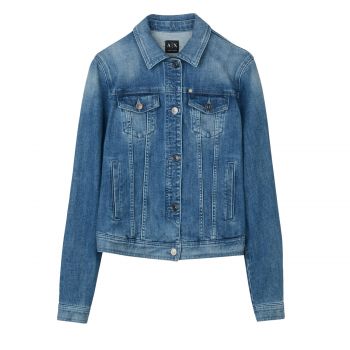 WASHED INDIGO DENIM TRUCKER JACKET M WASHED INDIGO DENIM TRUCKER JACKET M