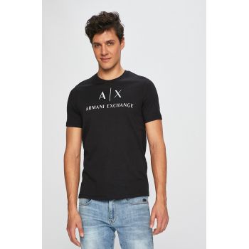 Armani Exchange tricou barbati, culoarea negru, cu imprimeu