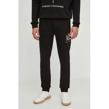 Armani Exchange Pantaloni bărbați, culoarea negru, material neted de firma originali