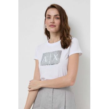 Armani Exchange tricou din bumbac femei, culoarea alb, 8NYTDL YJ73Z