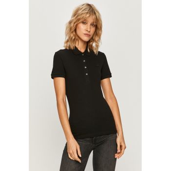 Lacoste tricou femei, culoarea negru, cu guler PF5462-001 de firma original