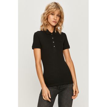 Lacoste tricou femei, culoarea negru, cu guler PF5462-001