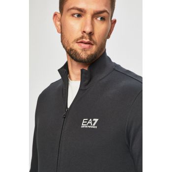 EA7 Emporio Armani Bluză bărbați, culoarea gri, material neted