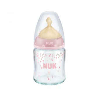 Biberon Nuk First Choice Plus Sticla 120ml tetina latex M 0-6 luni roz ieftin