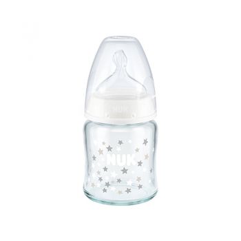 Biberon Nuk First Choice Plus Sticla 120ml tetina silicon M 0-6 luni alb ieftin