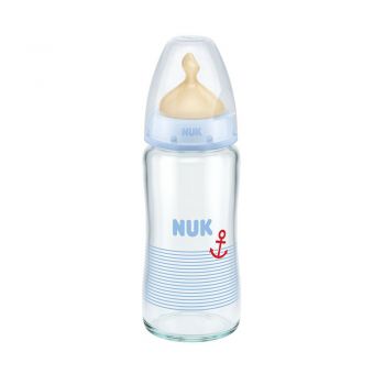 Biberon Nuk First Choice Plus Sticla 240ml tetina latex M 0-6 luni bleu ieftin