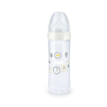 Biberon Nuk New Classic 250ml Tetina Silicon 6 luni+ Alb