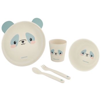 Set de masa cu 5 piese KikkaBoo Bamboo Panda Blue