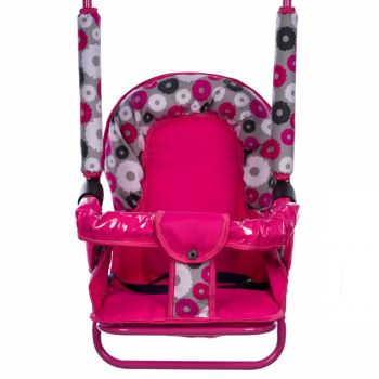 Leagan pentru copii Top Kids cu spatar reglabil si bara detasabila Pink Flowers