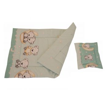 Lenjerie Bear On Moon Mint 3 piese 140x70