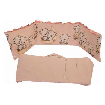 Lenjerie Bear On Moon Pink M1 4+1 piese 140x70