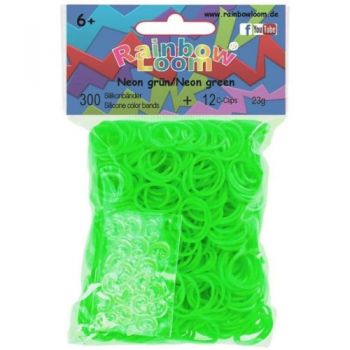 Set 300 Elastice Rainbow Loom Neon Verde