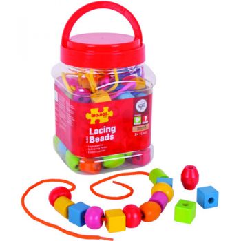 Set BigJigs Toys Margele din Lemn pentru Insirat