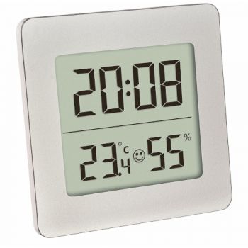 Termometru si Higrometru Digital TFA cu Ceas si Alarma Alb