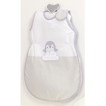 Sac de dormit din bumbac cu broderie pentru bebelusi Pinguin 80 cm