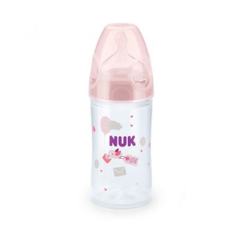 Biberon Nuk New Classic 150 ml tetina silicon 0-6 luni roz ieftin