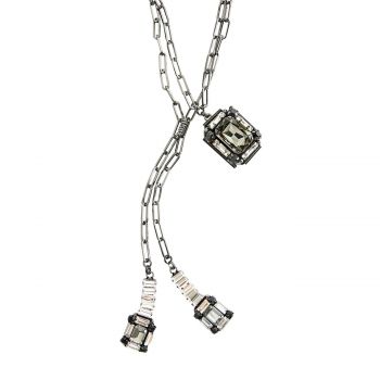 Necklace with rhinestone pendants