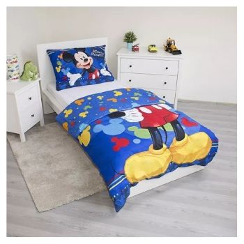 Set lenjerie pat copii Mickey Mouse 140x200 + 70x90 SunCity JFK018392 albastru ieftina
