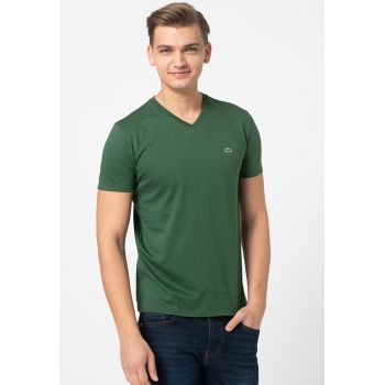 Tricou din bumbac cu decolteu in V