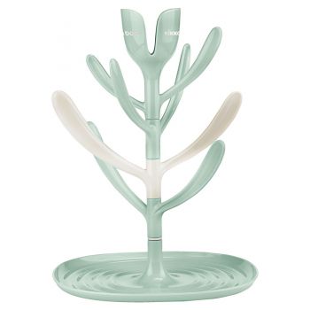 Suport pentru uscat biberoane KikkaBoo Tulip Mint,capacitate pana la 8 biberoane,din plastic nontoxic fara BPA