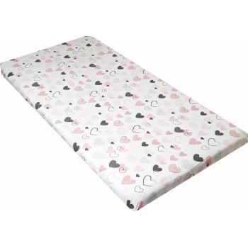 Cearceaf din bumbac cu elastic 120x60 cm Hearts Pink ieftina