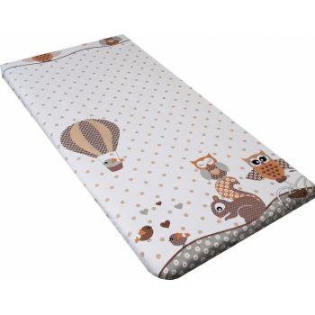 Cearceaf din bumbac cu elastic 120x60 cm Owls Beige ieftina