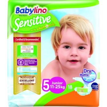 Set Babylino 18 Scutece Sensitive N5, 11-16kg