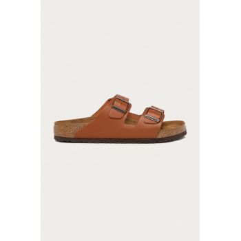 Birkenstock slapi de piele Arizona barbati, culoarea maro