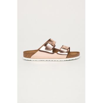 Birkenstock slapi de piele Arizona SFB femei, culoarea roz, 952093