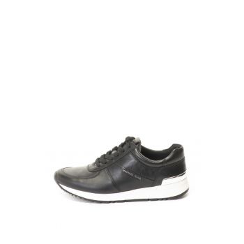 Pantofi sport de piele cu aplicatie logo - Allie - Negru