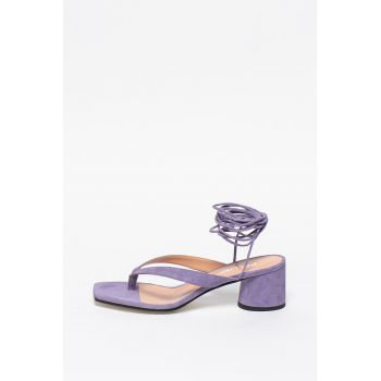 Sandale de piele intoarsa cu barete infasurabile Sandale de piele intoarsa cu barete infasurabile