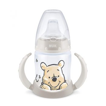 Biberon Nuk First Choice 150 ml cu toarte si adaptor din silicon Disney Winnie gri 6 luni+ de firma original