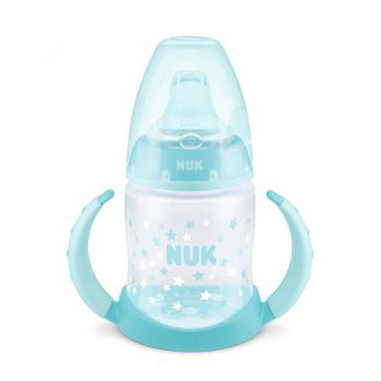 Biberon Nuk First Choice 150 ml cu toarte si adaptor din silicon turcoaz 6 luni+ de firma original