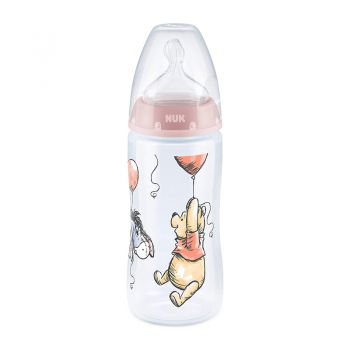 Biberon Nuk First Choice 300 ml tetina silicon Disney roz 0-6 luni ieftin