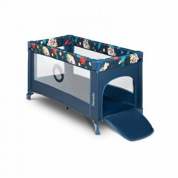 Patut pliant cu un nivel Stefi cu intrare laterala cu fermoar 2 roti 120x60 cm Blue Navy Lionelo ieftin