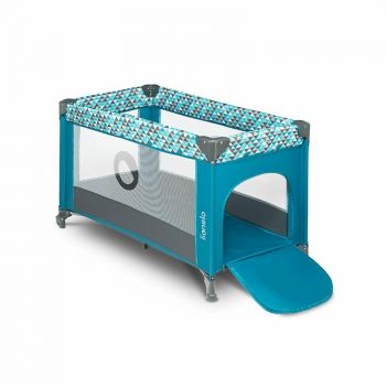 Patut pliant cu un nivel Stefi cu intrare laterala cu fermoar 2 roti 120x60 cm turquoise Lionelo