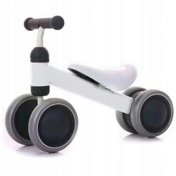 Vehicul copii fara pedale Ecotoys JM-118 alb, scaun confortabil si moale, roti duble fata-spate, varsta 18-36 luni, sarcina maxima admisa 20 kg, roti din plastic moale