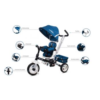 Tricicleta cu sezut reversibil Sun Baby 002 Super Trike Plus Blue la reducere
