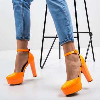 Pantofi Krista Portocalii Neon de firma originali