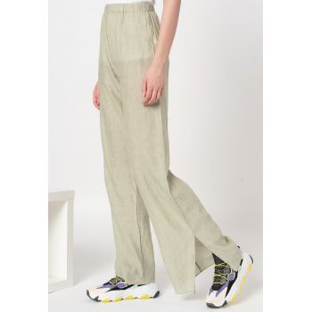Pantaloni texturati cu slituri la nivelul gleznei