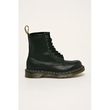 Dr. Martens bocanci de piele femei, culoarea negru, cu toc plat