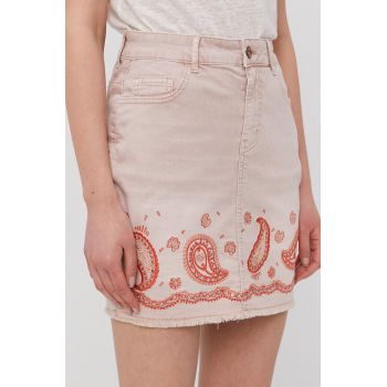 Desigual Fustă jeans culoarea roz, ieftina