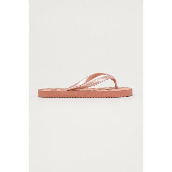 Flip*Flop Șlapi femei, culoarea roz, cu toc plat