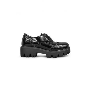 Altercore Pantof Nefi Vegan Black Patent femei, culoarea negru, cu platformă