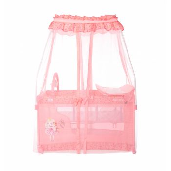 Patut pliabil stil baldachin Magic Sleep cu accesorii Pink Princess