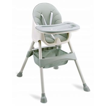 Scaun de masa 3in1 transformabil in scaunel clasic,cu cos de depozitare,baza antiderapanta,masuta reglabila,suport picioare si husa detasabila Ricokids Milo Verde