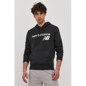 New Balance bluză MT03910BK bărbați, culoarea negru, cu imprimeu MT03910BK-001 ieftin