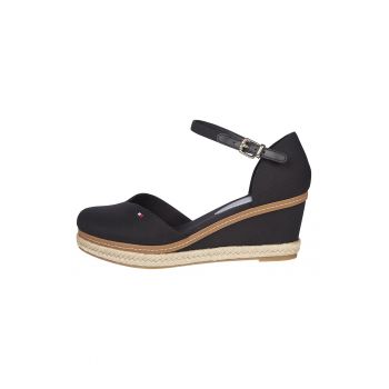 Sandale wedge tip espadrile cu logo