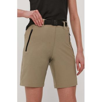 CMP Pantaloni scurți femei, culoarea bej, material neted, high waist